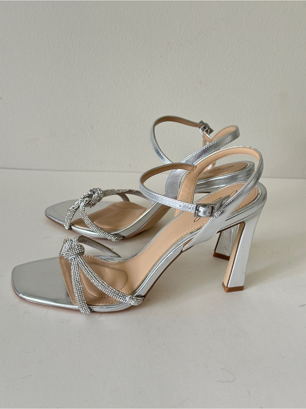NEW Jewel Badgley Mischka Madison Rhinestone High Heel Sandals, Sz 9.5